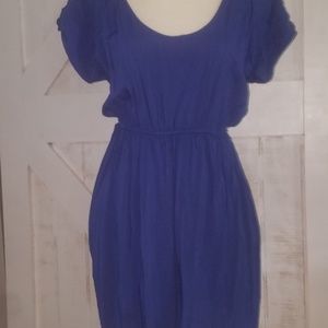 Blue dress w/lace like detail back & POCKETS.